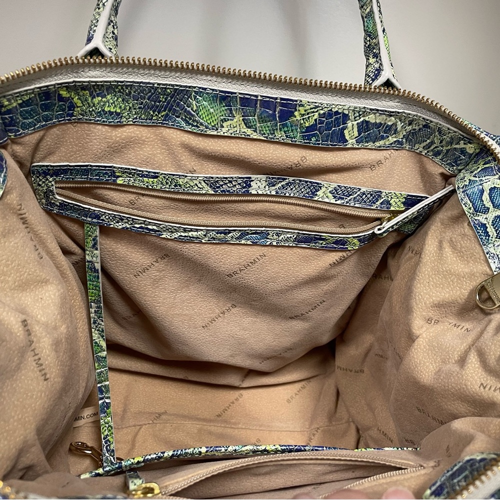 Brahmin Blue and Green Embossed Satchel Set - Picture 4 of 9